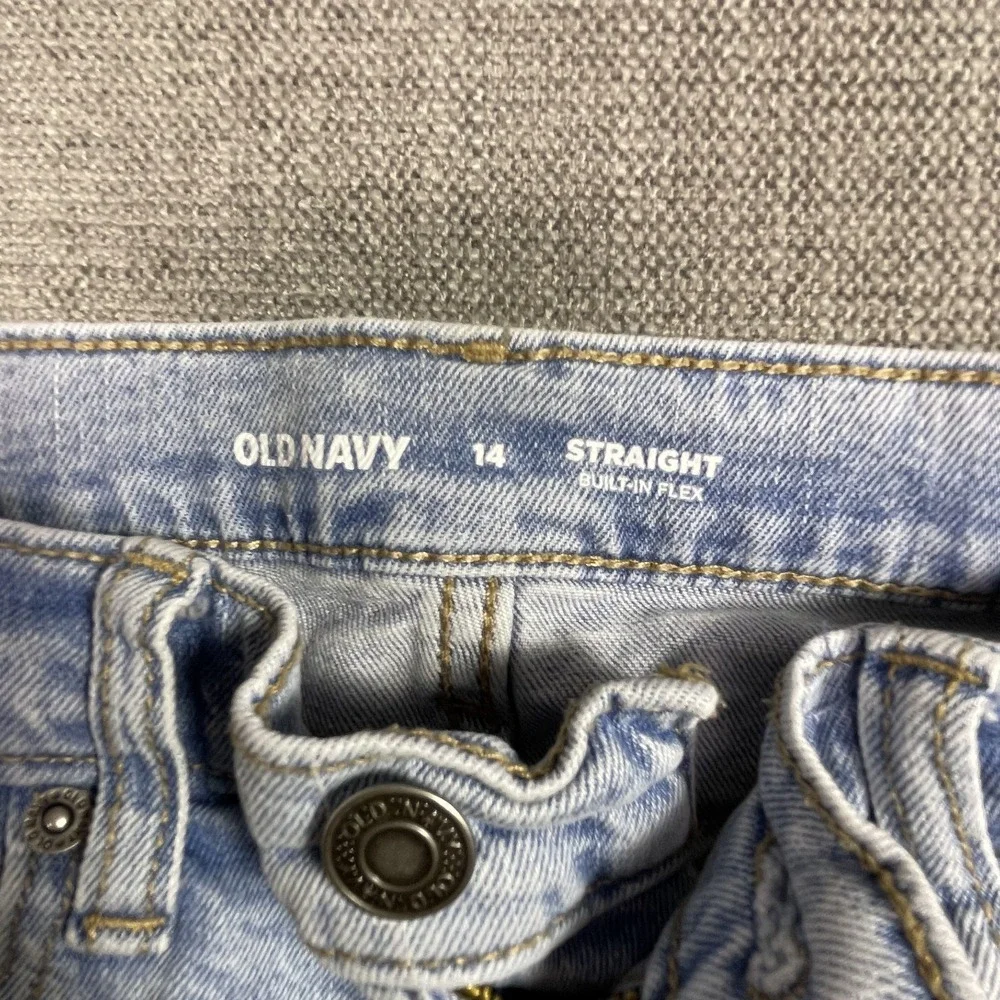 Old Navy Boys 14 Built In Flex Straight Jeans Blue Denim Light Wash Streetwear